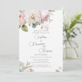 Romantische Rose mit Blumen Einladung (Stehend Vorderseite)