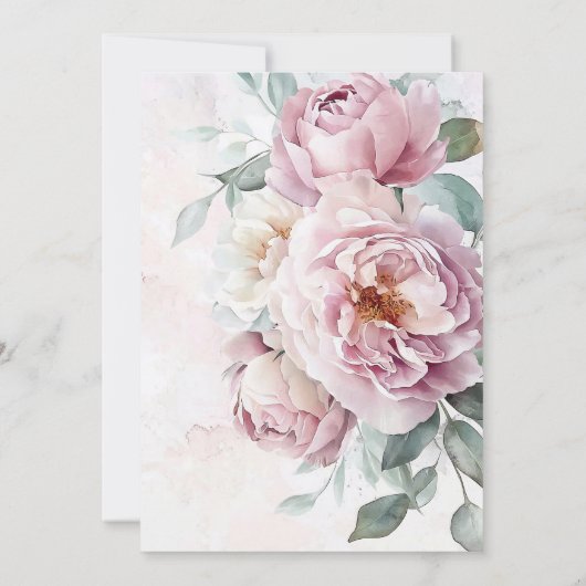 Romantische Rose mit Blumen Einladung (Rückseite)