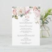 Romantische Rose mit Blumen Menükarte (Stehend Vorderseite)