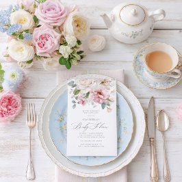 Romantische Rose mit Blumenwasser Kinderdusche Einladung