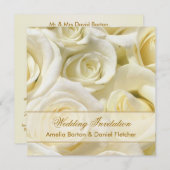 Romantische Rose mit Weißcreme Hochzeit Einladung (Vorne/Hinten)