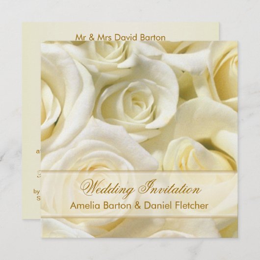 Romantische Rose mit Weißcreme Hochzeit Einladung (Vorne/Hinten)