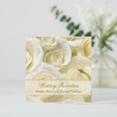 Romantische Rose mit Weißcreme Hochzeit Einladung (Stehend Vorderseite)