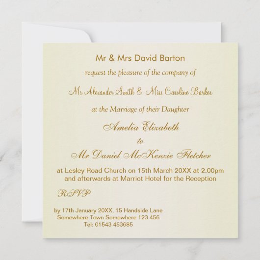 Romantische Rose mit Weißcreme Hochzeit Einladung (Rückseite)