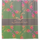 Romantische Rose Monogram Duschvorhang (Vorderseite)