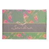 Romantische Rose Monogram Kissenbezug (Rückseite-Links)