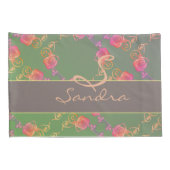 Romantische Rose Monogram Kissenbezug (Rückseite-Rechts)