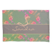 Romantische Rose Monogram Kissenbezug (Vorderseite-Links)