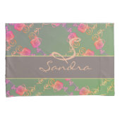 Romantische Rose Monogram Kissenbezug (Vorderseite-Rechts)