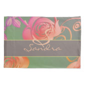 Romantische Rose Monogram Pillowcase Kissenbezug (Rückseite-Links)
