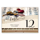 Romantische Rose Music Wedding Tischnummer Card (Vorderseite)