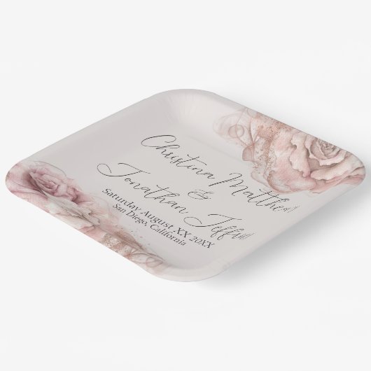 Romantische Rose Pappteller (Gewinkelt)