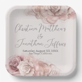 Romantische Rose Pappteller