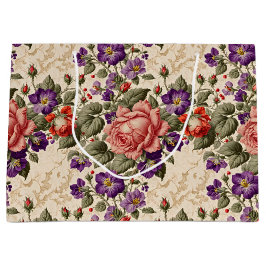 Romantische Rose Peach und Coral Große Geschenktüte