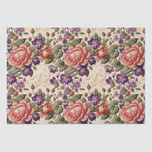 Romantische Rose Peach und Coral Seidenpapier (Vorderseite)