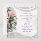 Romantische Rose & Perlen Muttertag Brunch Einladung (Rückseite)