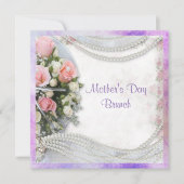Romantische Rose & Perlen Muttertag Brunch Einladung (Vorderseite)