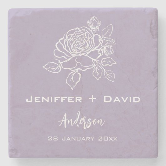 Romantische Rose Personalisiert Hochzeit/Brautpart Steinuntersetzer (Vorderseite)