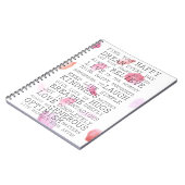 Romantische Rose Petals Inspiration Worte Notizblock (Linke Seite)