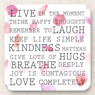 Romantische Rose Petals inspirierende Worte Getränkeuntersetzer