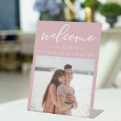 Romantische Rose Pink Couple Foto Hochzeit Willkom Sockelschild