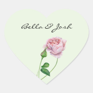 Romantische Rose Pink Herz-Aufkleber