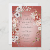 Romantische Rose Red Floral Bridal Brunch Einladung (Vorderseite)