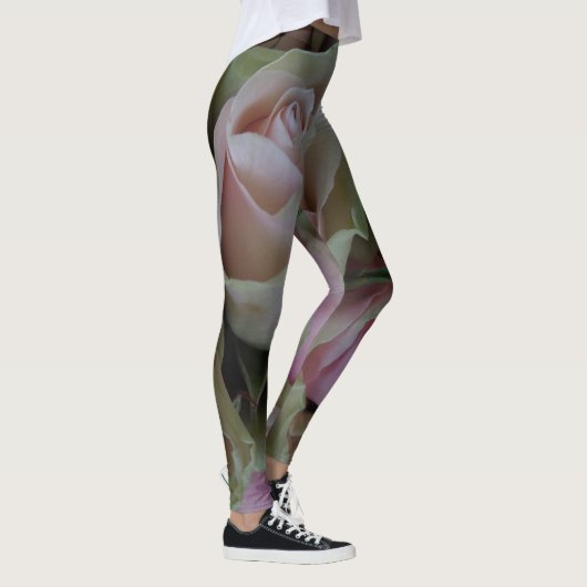 Romantische Rose Rosa Blume Leggings (Rechts)
