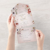 Romantische Rose Rosa Blumen Kein Abendessen All In One Einladung (Abreißen)