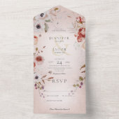 Romantische Rose Rosa Blumen Kein Abendessen All In One Einladung (Innen Boden)