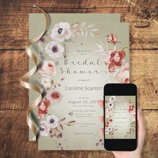 Romantische Rose Rosa Blumendusche Einladung