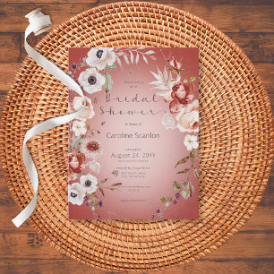 Romantische Rose Rosa Blumendusche Einladung Postkarte