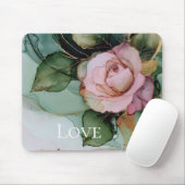 Romantische Rose Rosa Gold Blumen Liebe Mousepad (Mit Mouse)