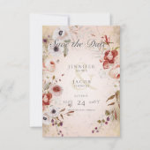 Romantische Rose Rosa Goldene, florale Save the Da Date (Vorderseite)