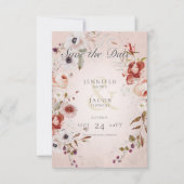 Romantische Rose Rosa Save the Date florale Karte (Vorderseite)