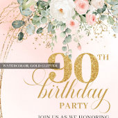 Romantische Rosé-Rosen-Grün-Einladung zum 90. Gebu Einladung