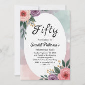 Romantische Rose Rustikale Wasserfarbe Blumengebur Einladung (Vorderseite)