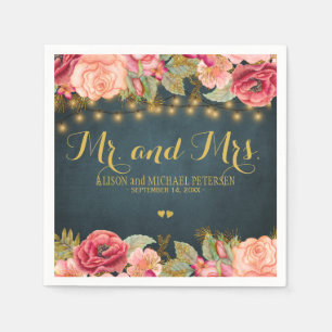 Romantische Rose Seefahrt mehr und mrs Drehbuch Ho Serviette