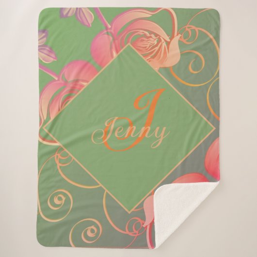 Romantische Rose Sherpa Blanket Sherpadecke (Vorderseite)