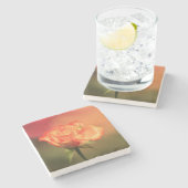 Romantische Rose Steinuntersetzer (Seitenansicht)