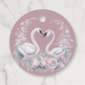 Romantische Rose Swan Couple Wedding Geschenkanhänger (Rückseite)