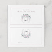 Romantische Rose Swan Couple Wedding Platzkarte (Außenseite Aufgefaltet)