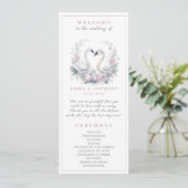 Romantische Rose Swan Couple Wedding Programm (Stehend Vorderseite)