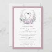 Romantische Rose Swan Wedding Einladung (Vorderseite)
