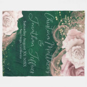 Romantische Rose über Hochzeitswasser auf Smaragdg Fleecedecke (Vorderseite (Horizontal))