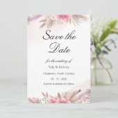 Romantische Rose und Champagner Boho-Hochzeit  Sav Save The Date (Stehend Vorderseite)
