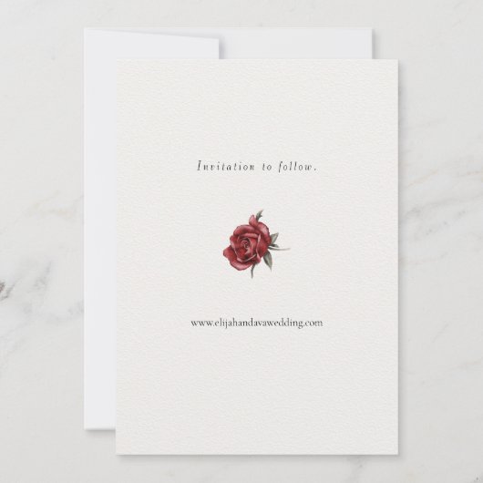 Romantische Rose und Eukalyptus Save the Date (Rückseite)