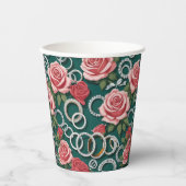 Romantische Rose und glänzende Diamantrisse Pappbecher (Vorderseite)