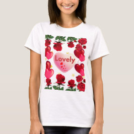 Romantische Rose und Herzballon Collage T-Shirt