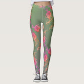 Romantische Rose und Moos Leggings (Vorderseite)